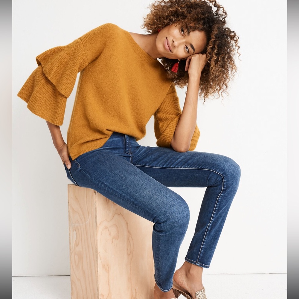 Madewell Bell Ruffle Sleeve Sweater - Size Small